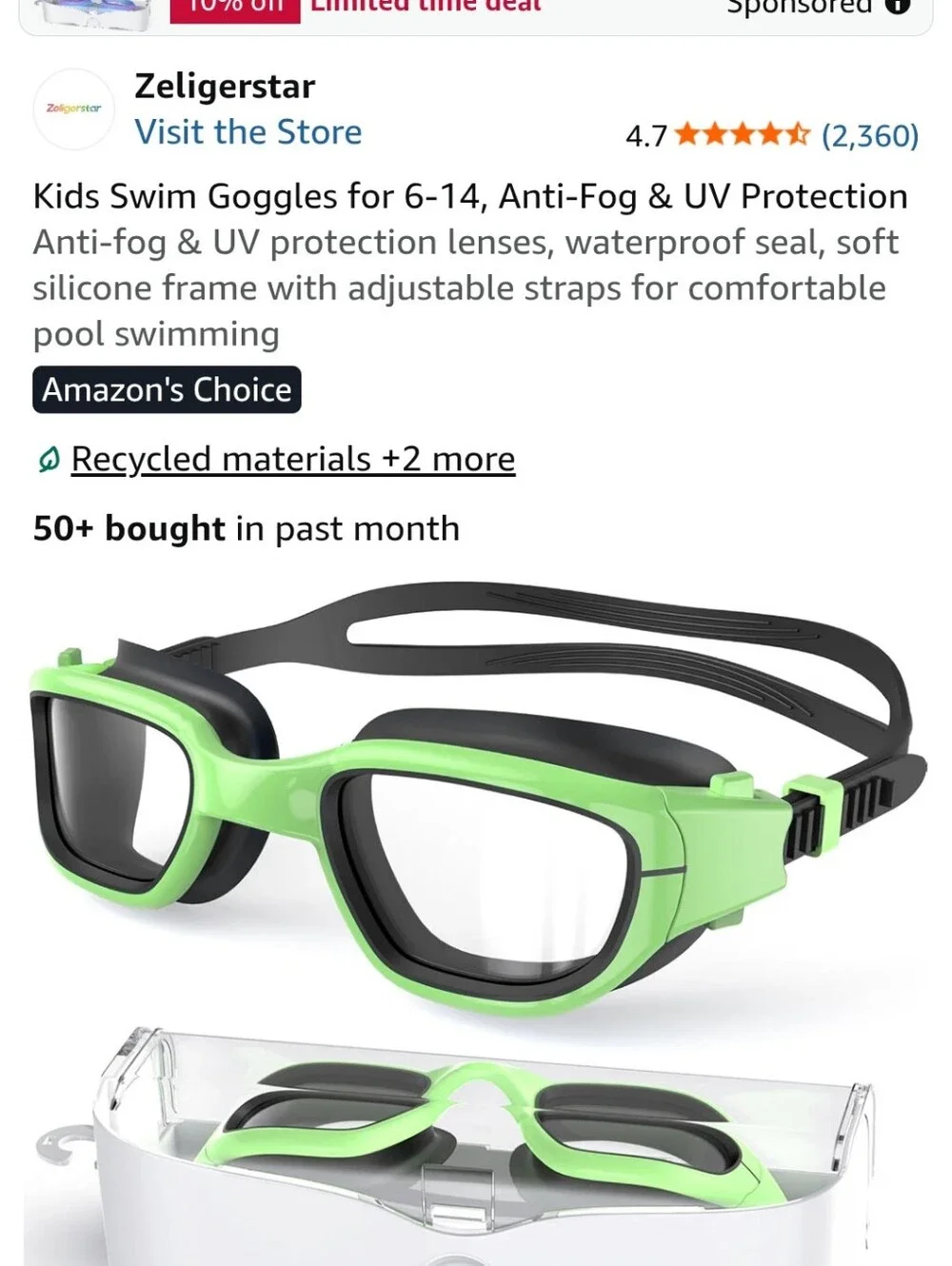 Kids Swim Goggles - Green - (Brand: )